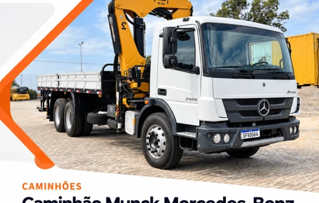 Caminhão Munck Mercedes-Benz Atego 2426 6x2, ano 2023, 230.800 km, em Guarapari, ES