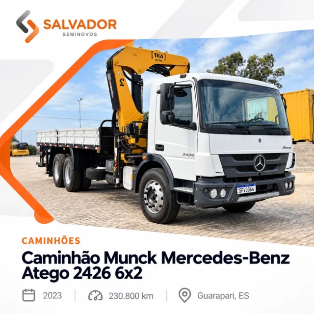 Caminhão Munck Mercedes-Benz Atego 2426 6x2 seminovo