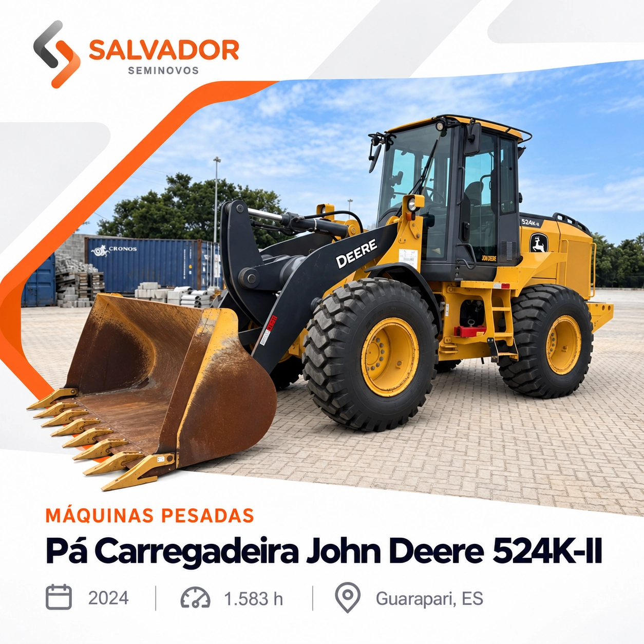 Pá Carregadeira John Deere 524K-II
